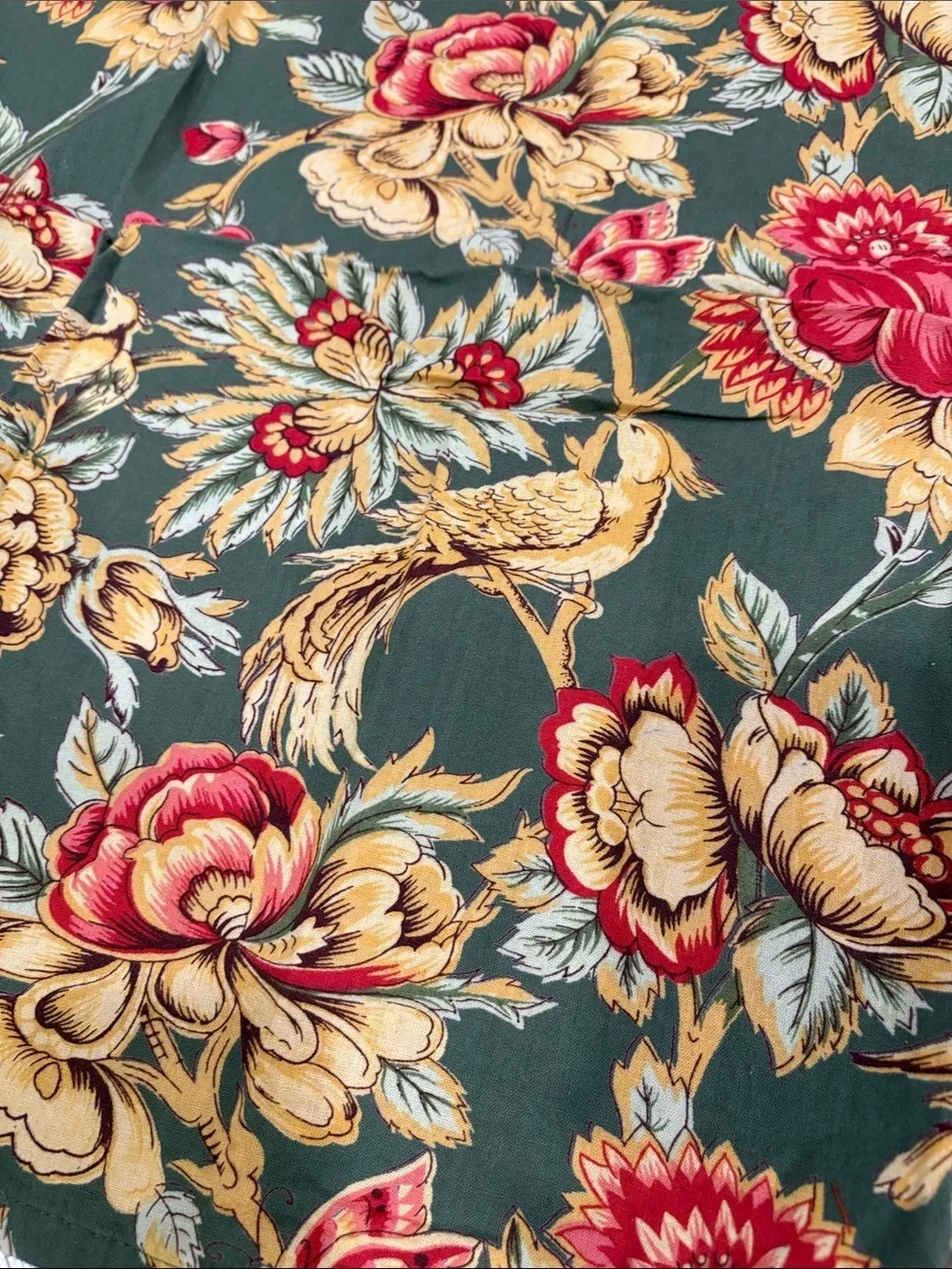 Vintage April Cornell by Danika set of 4 cotton napkins Moda birds Green Floral